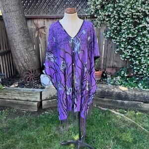 Translucent Tulip Poncho Cover Up Purple One Size